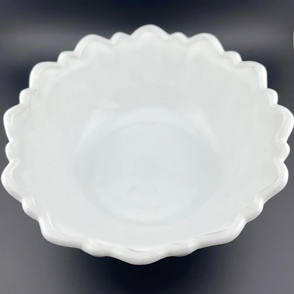 Vintage Milk Glass Bowl 1960's Indiana Harvest Footed Flower Cabbage